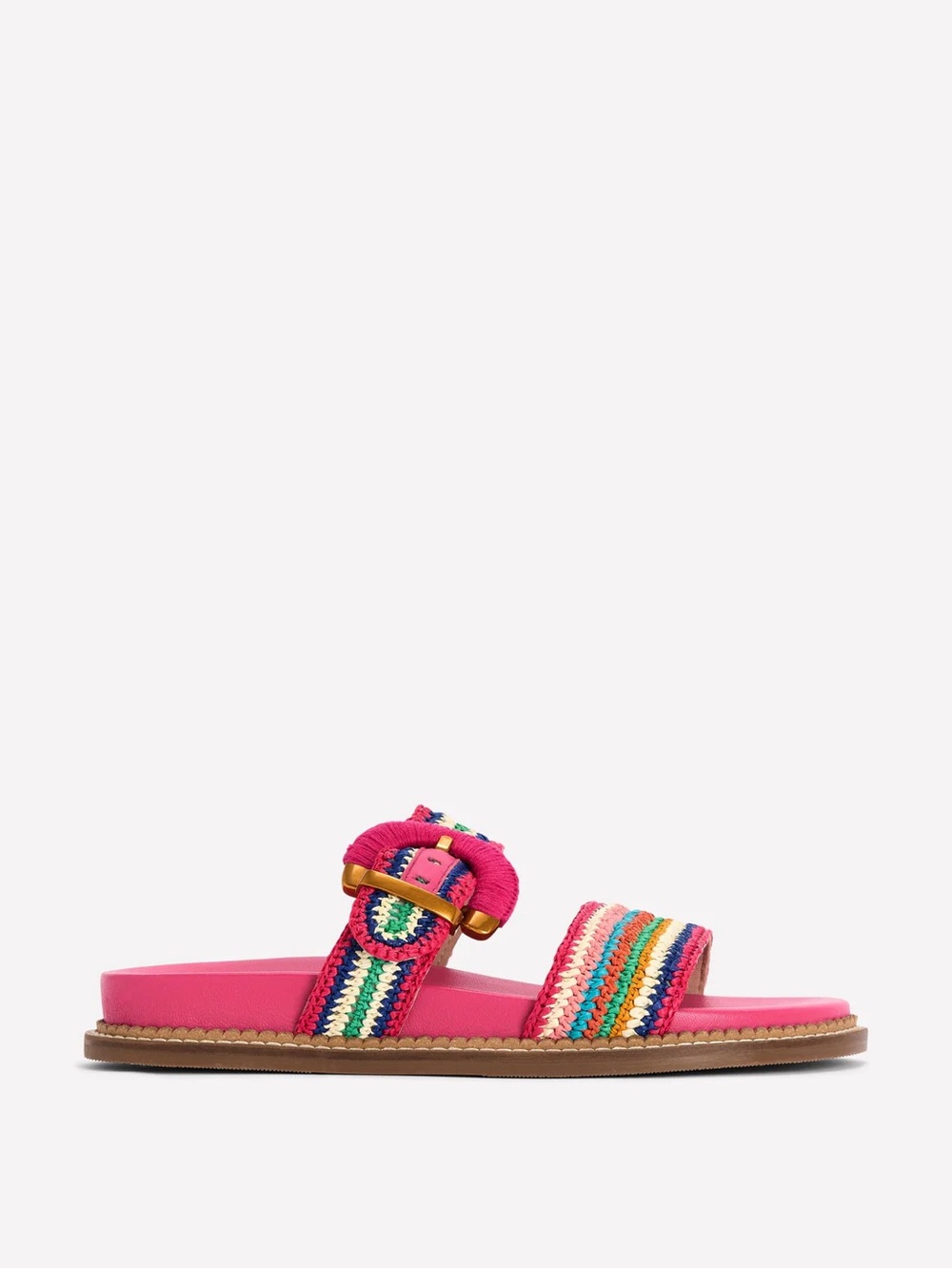 Boden Pink Multicolor Woven Buckle Slide Sandals - Picture 2 of 7